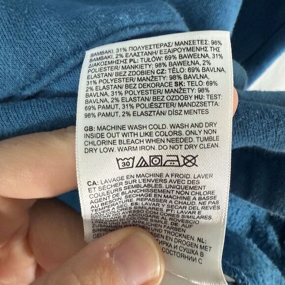 North Face Hoodie Girls XL Blue Pockets Pullover Cotton Blend - Picture 8 of 10